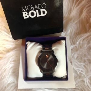 Black and rose gold Movado watch